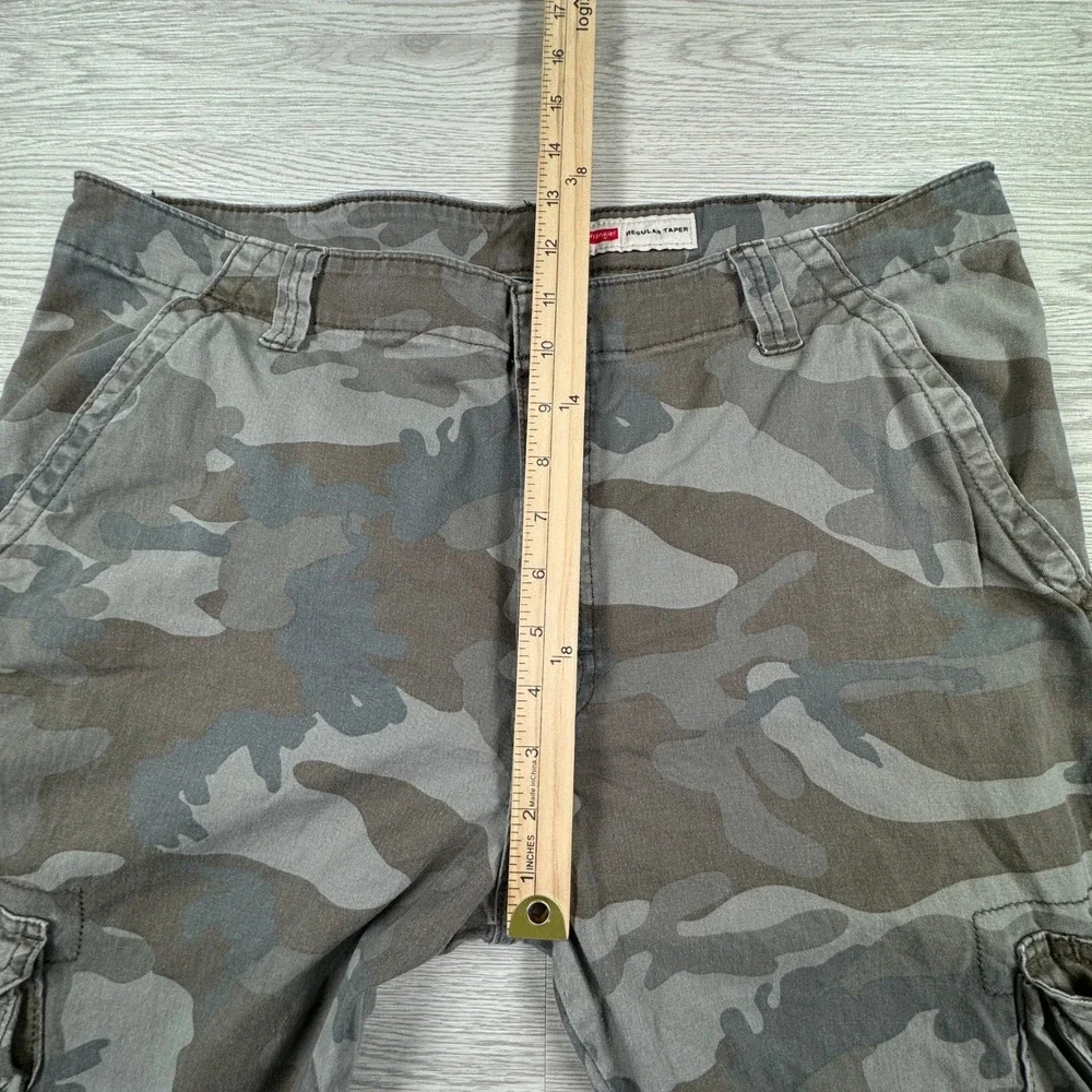 Wrangler‎ Mens Cargo Pants Regular Taper Camo Green 38x30 Stretch Outdoor Casual